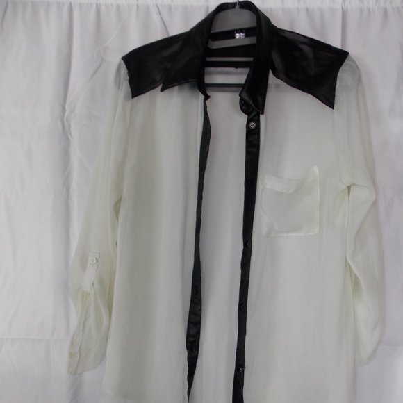 Black and White Large Sheer Shirt - Picture 1 of 3